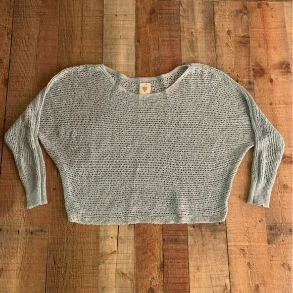 Billabong womens size medium oversized Crocheted oven weave crop top light blue - Picture 1 of 9